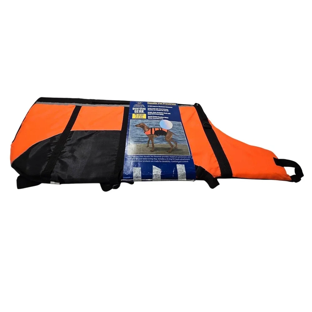 Guardian Gear Aquatic Pet Preserver Dog Life Jacket Orange Black XX Large XXL